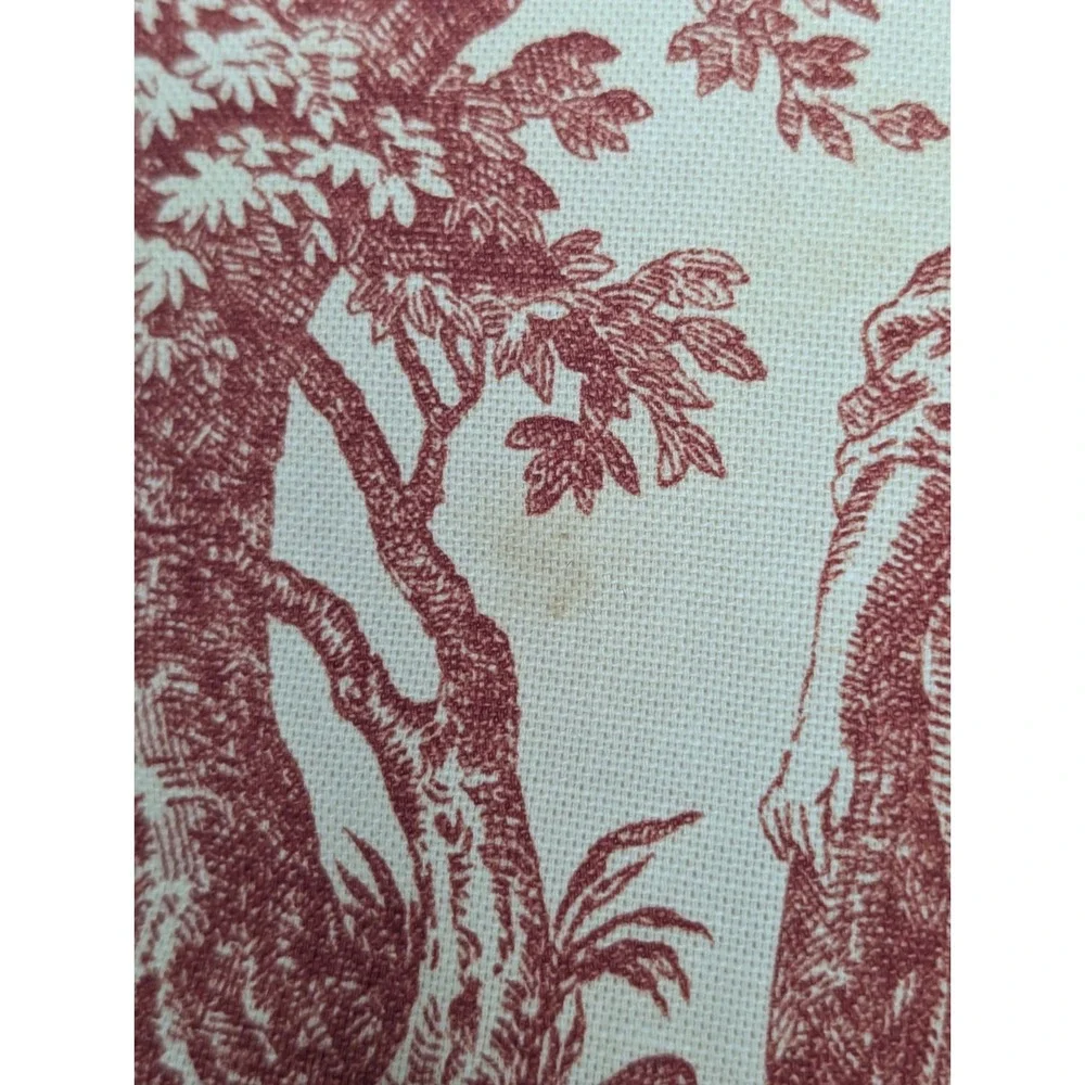 Vintage Red Toile Throw Accent Pillow 15x15 Cream Burgundy Pastoral Cottage